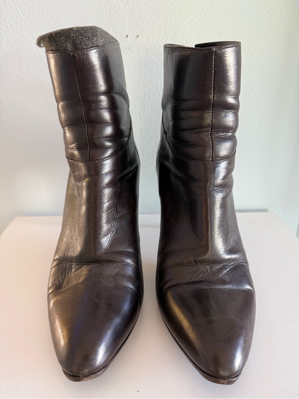 Jimmy Choo Dark Brown Leather Ankle Boots Stiletto Size 42 (US 11/11.5)